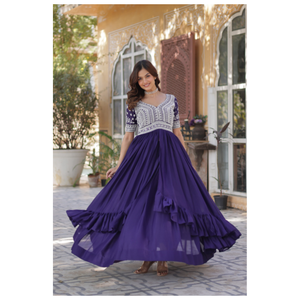 Élégante étoile Georgette Lehenga Choli avec broderie perlée et paillettes pour les fêtes et les mariages Diwali Vêtements pour femmes - Product Image 1