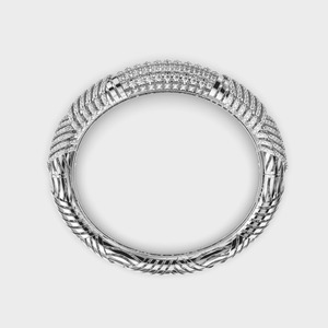 IGI Certified Lab Grown Round Diamond Pavé Dome <b>Bangle</b> <b>Bracelet</b> in 9K Yellow / White / Rose Gold - Product Image 4