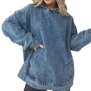 Sweat à capuche décontracté pour femme, logo sur le devant, polaire respirant et imperméable, poche, coupe ample, vente en gros, mode - Product Image 1