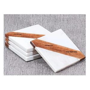 Housewarming Gift Luxury Wood & Resin Coasters <b>Set</b> of 4Most Demanded Coasters Tea Mats Household Insulation Cup Non-slip Mat - Product Image 1