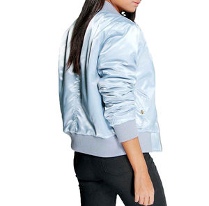 Chaqueta Bomber de satén para mujer 2025 con forro de nailon logotipo personalizado cortavientos de invierno de alta calidad moda de otoño al por mayor - Product Image 3