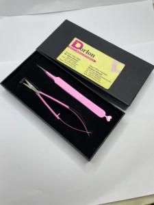 Pince à cils professionnelle en acier inoxydable en forme de coeur couleur rose enduit pointe incurvée Volume précision antistatique cils durables - Product Image 6