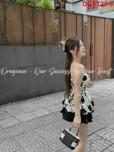 Của phụ nữ thời trang voan thiết lập với 3 sự lựa chọn màu sắc hỗn hợp xếp li Mini váy với bùng hình dạng với dễ thương ít hoa mẫu 2024 - Product Image 5