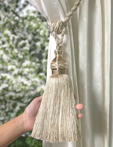Luxury Ivory Beige <b>Tieback</b> with Big Tassel.Elegant Drapery for Window Curtain - Product Image 3
