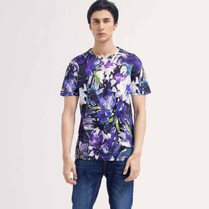 T-shirt en jersey imprimé personnalisé unisexe T-shirt en coton peigné à manches courtes avec sublimation et col rond pour hommes en vente de gros - Product Image 5