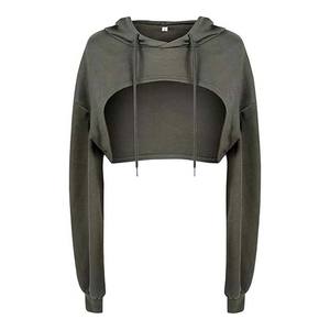 Top Corto Personalizado para Mujer, Tipo Sudadera con Capucha, Transpirable, Antiencogimiento, Bordado, Estampado, Informal, para Primavera, Otoño e Invierno - Product Image 1