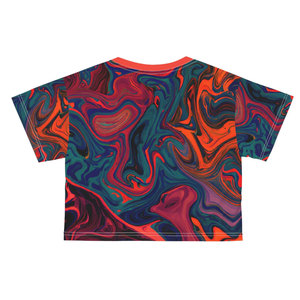 Nueva llegada de las mujeres Crop Top Mejor moda de verano Venta en línea Regular Fit Camiseta de media manga Diseño de sublimación - Product Image 4