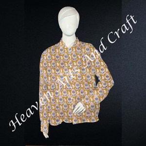 เสื้อเชิ๊ตผ้าฝ้ายของผู้หญิงทำด้วยมือสวยงามเสื้อเชิ๊ตพิมพ์ลายแบบอินเดียน้ำหนักเบามีสไตล์ทรงหลวมลำลองสำหรับฤดูร้อนตามธรรมชาติ - Product Image 5