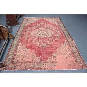 Grand tapis turc 6x9 pieds, tapis en laine vintage à imprimé animal rouge - Product Image 1