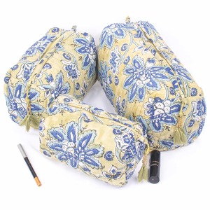 Ensemble de 3 trousses de maquillage vintage en coton matelassé, fermeture éclair, résistantes à l'eau, écologiques, grande capacité, rangement gratuit - Product Image 1