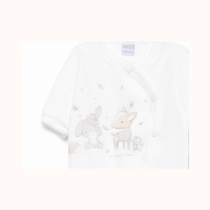 Mamelucos de bebé estampados blancos hechos de algodón por marca italiana al por mayor diferentes tamaños disponibles, certificado Oekotex, para exportación - Product Image 2