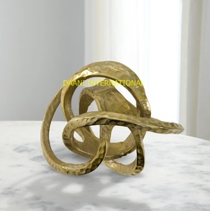 Conjunto de escultura de anillo abstracto negro moderno, figuritas decorativas de acento para el hogar, oficina, sala de estar, estante de mesa, pieza central - Product Image 2