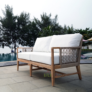 Nizuc élégant Design moderne imperméable à l'eau Patios extérieurs espaces de vie sièges confortables finition patinée canapé en bois de teck hôtel - Product Image 3