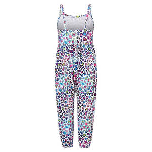 Combinaison pour filles en bas âge, une pièce, motif floral, dinosaure, barboteuse à bretelles, tenue d'été, vêtements en polyester et élasthanne, motif floral - Product Image 3