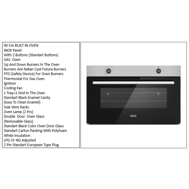90cm built in gas oven