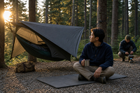Hamac de camping 3 en 1 avec moustiquaire et bâche de protection contre la pluie, en nylon parachute double, imperméable, avec sangles d'arbre, pour la survie en plein air