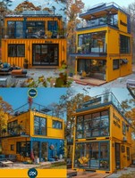 Casa Prefabricada de 2 Recámaras en Contenedor Marítimo de Acero de 20 Pies, Diseño Moderno de Mediados de Siglo, Lujosa y de Instalación Rápida