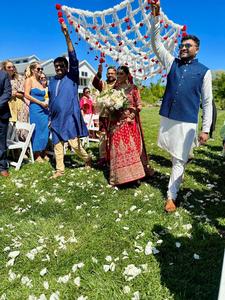 Filet de fleurs pour l'entrée de la mariée, taille 4x6 pieds, style indien Punjabi, Phoolon Ki Chaddar, fleurs de jasmin artificielles faites à la main avec des perles - Product Image 2