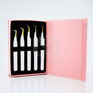 แหนบปลายไฟเบอร์พรีเมียม รุ่นโค้งคลาสสิค 45 °   แหนบต่อขนตาแบบ Boot Volume ด้ามจับเพชร กันลื่น - Product Image 1