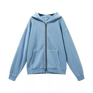 Alta calidad al por mayor personalizado ácido lavado Sudadera con capucha 100% algodón peso pesado gota hombro doble cremallera Sudadera con capucha Vintage Zip up sudaderas con capucha - Product Image 1
