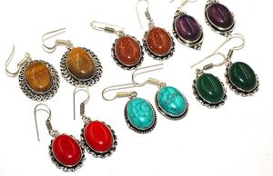 Pendientes colgantes de acero inoxidable a la moda al por mayor con joyas de piedras preciosas semipreciosas de amatista chapadas en plata para ocasiones de regalo - Product Image 3