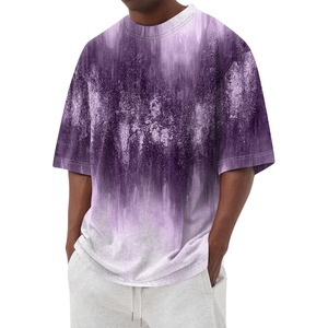 Vêtements pour hommes T-shirt de couleur dégradée à manches courtes et col rond Tee Shirts d'été Beach Tops Shirts - Product Image 5