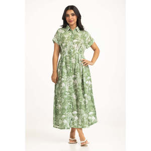 Vestido Casual de Moda WM-DRS-SS25-203, Corte Regular, Cintura Impero con Crochet, Transpirable, Decoración con Volantes, Talla XL, Largo hasta el Suelo - Product Image 5