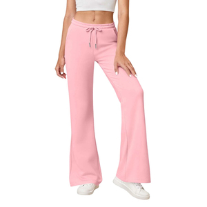 Wholesale Women's Oversize Flare Sweatpants Breathable Cotton Fleece with High Drawstring Waist Causal Style for Women - Product Image 6