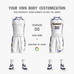 ชุดยูนิฟอร์มบาสเก็ตบอลแบบสั่งทำพิเศษสำหรับทีมสโมสรและลีก แบบกลับด้านได้ พร้อมกางเกงขาสั้น เสื้อบาสเก็ตบอลสองชั้นพิมพ์ลาย - Product Image 2