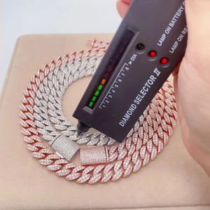 Cadena de eslabones sólidos de Plata de Ley 925 con certificación IGI, chapado en oro blanco de 14K, VVS, moissanita, diamante, estilo cubano, collares de cadera finos - Product Image 6