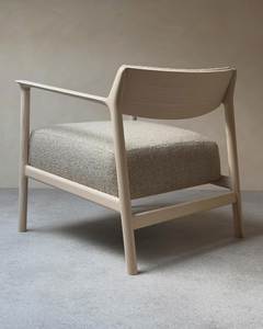 Sillón de Salón con Estructura de Madera y Tapicería de Tela, Sillón Acolchado con Asiento Curvo para Sala de Estar, Hotel, Apartamento - Product Image 2