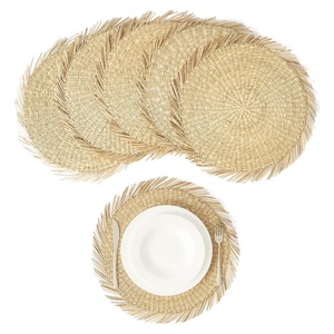 Artisanat naturel tissé jonc de mer chargeur assiette rotin napperons osier tapis de table décoration pour cuisine mariage noël - Product Image 5