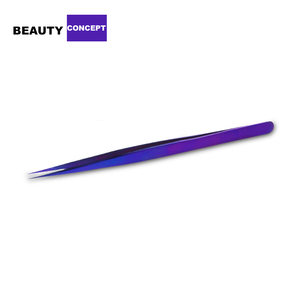 Custom Brand Wholesale German Grade Stainless Steel Eyelash Tweezers Rose Gold Color Straight Serrated Tip 10mm Length - Product Image 4