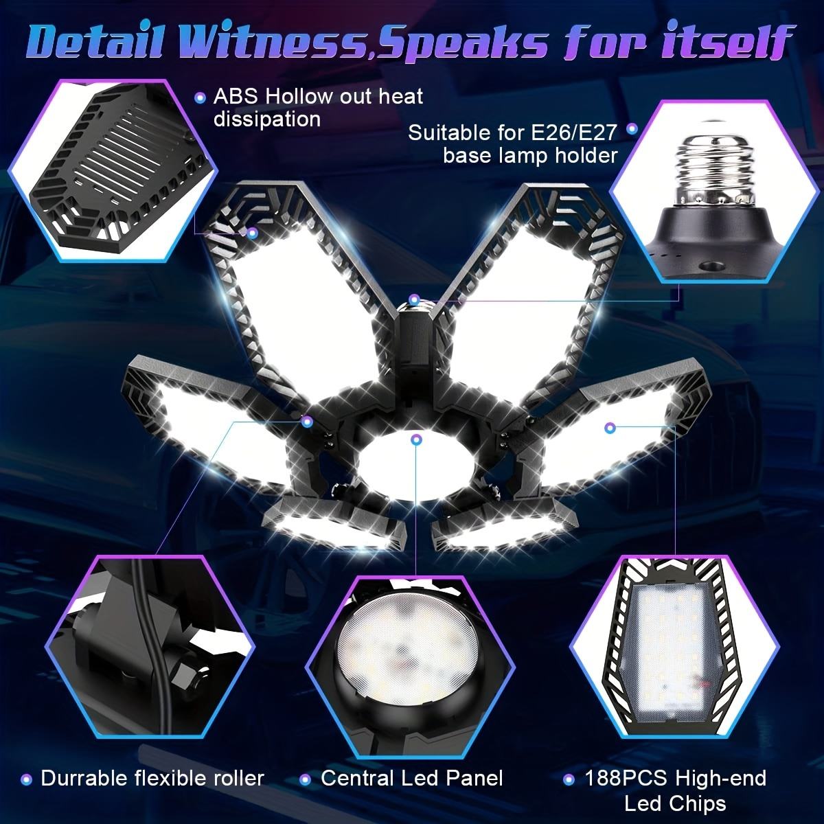 12000LM Super Bright Garage Light Efficient Durable