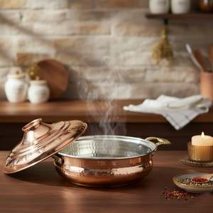 Juego de Cacerolas de Cobre Vintage, Ollas de Cocina Duraderas y de Lujo con Cerámica y Aluminio para Calentar y Servir Alimentos - Product Image 1