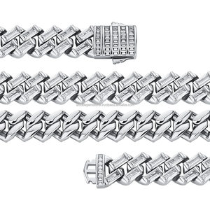 Nuevo 12mm corte cuadrado Baguette Moissanite diamante cubano pulsera Hip Hop estilo europeo americano chapado en oro encanto para regalo - Product Image 5