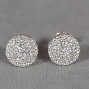 Fine jewelry screw back women luxury 14 kt white gold iced out VVS labgrown diamond Stud Earrings 2024 hot selling collection