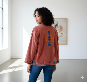 Veste d'hiver décontractée réversible en velours brodé Suzani, écologique, grande taille, avec doublure en coton, design respirant pour femmes - Product Image 2