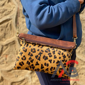 Nuevo estilo occidental Animal Print Fur Leather Celular Sling Bag Alta calidad Moda Real Hecho a mano Fur Leather Crossbody Bags - Product Image 1