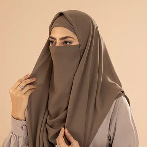 Precios al por Mayor Última Colección Nuevo Estilo Hiyab Musulmán Liso Teñido Color Sólido Poliéster Transpirable Ligero - Product Image 3