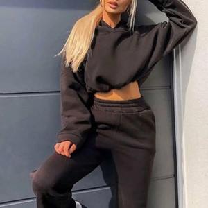 Chándales con capucha de algodón orgánico Premium 100%, conjunto de 2 piezas transpirable de diseño informal con logotipo elegante personalizado para invierno - Product Image 4