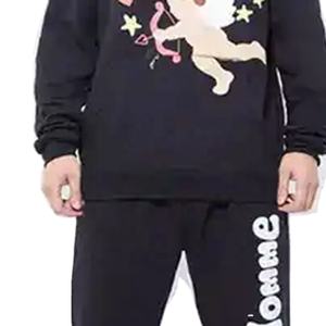 Ensemble survêtement deux pièces pour homme, sweat-shirt et pantalon de survêtement surdimensionnés, imprimé patchwork hip-hop, lavage à l'acide, broderie personnalisée, style Y2K - Product Image 5