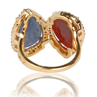 REYES Déclaration Bague de promesse de mariage en rubis et saphir bleu avec accents de diamant Bijoux victoriens en argent sterling 925