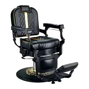 Custom Durable black and gold hair salon chair wholesale luxury vintage barber chair for hair salon