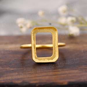 Handmade 925 Sterling Silver 14K/18K Gold Plated 10x12mm Rectangle Octagon Open Bezel Semi Mount Blank Gemstone Jewelry Findings - Product Image 3