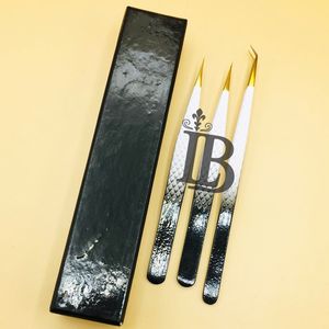 Pinces à épiler de qualité supérieure, pinces à épiler pour extensions de cils ombrées, pinces à épiler en vison, prise en main confortable, pointe fine, emballage en boîte de carton, pinces à épiler pour cils, 45 degrés - Product Image 1