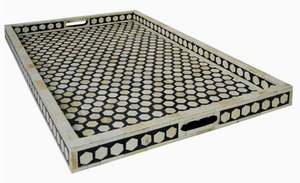 NATURAL CRAFT MEILLEUR DESGIN BONE INLAY TRAY AVEC Motifs floraux Couleurs Bone Inlay Plateau de service - Product Image 5