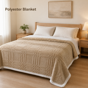 Manta de felpa cálida de doble cara reversible de Polonia, suave forro polar marrón taupe para cama, entrega rápida en la UE - Product Image 2
