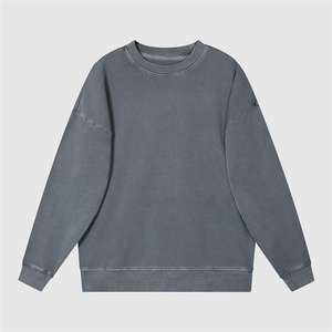 <b>Men's</b> Stone Wash Sweatshirt 100% Cotton Acid Wash Sweatshirt Custom Oversized <b>Jumper</b> - Product Image 4