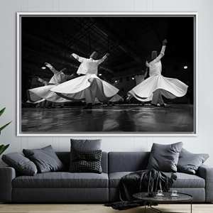 Toile imprimée : Danse des Derviches tournoyants, Art islamique, Décoration Ramadan Eid, 1P : encadré blanc - Product Image 1